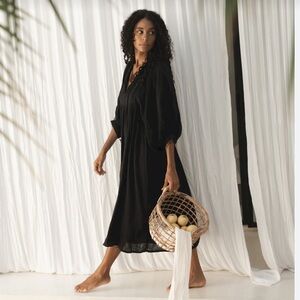 Daughters of India black gauze Kyra midi dress xs